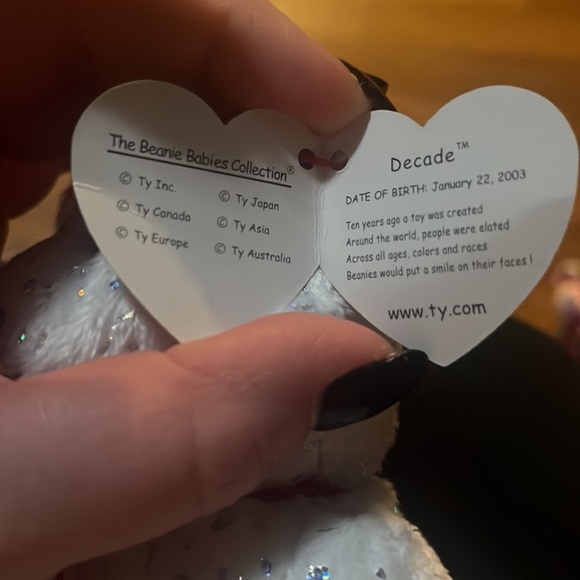 Ty Beanie Babies 2002 " Decade" 10th Anniversary White Bear Plush 9" Retired - Picture 11 of 12